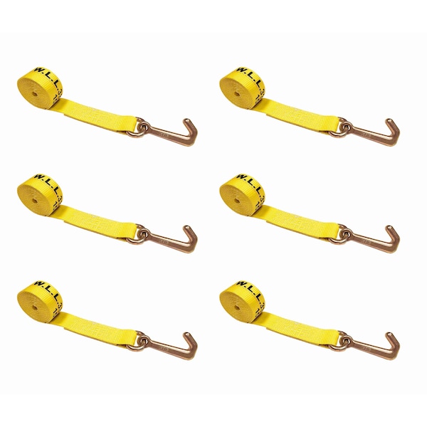 Tie 4 Safe 2" x 10' Lasso Strap w/ Mini J Hook for Towing Wrecker Trailer Tie Down Yellow, 6PK TWS65-5210-J-Y-6 - main